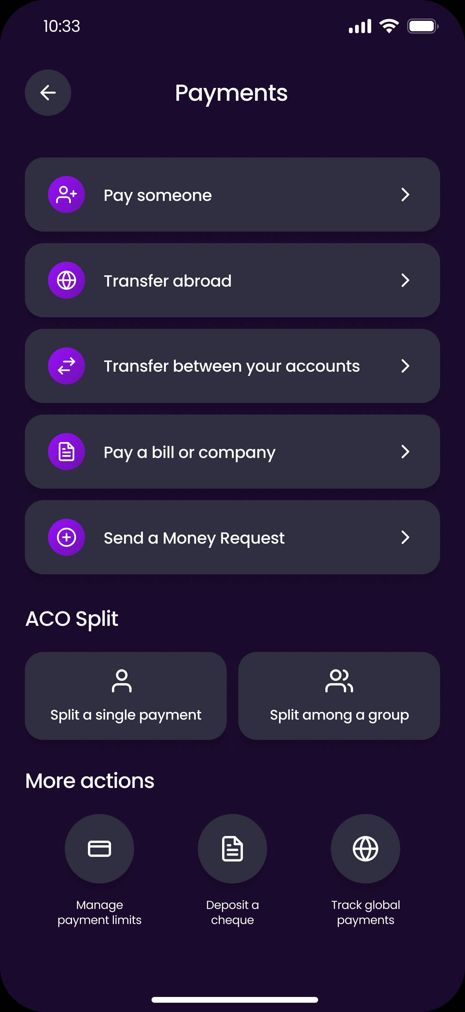 ACO Bank security and fraud prevention dashboard