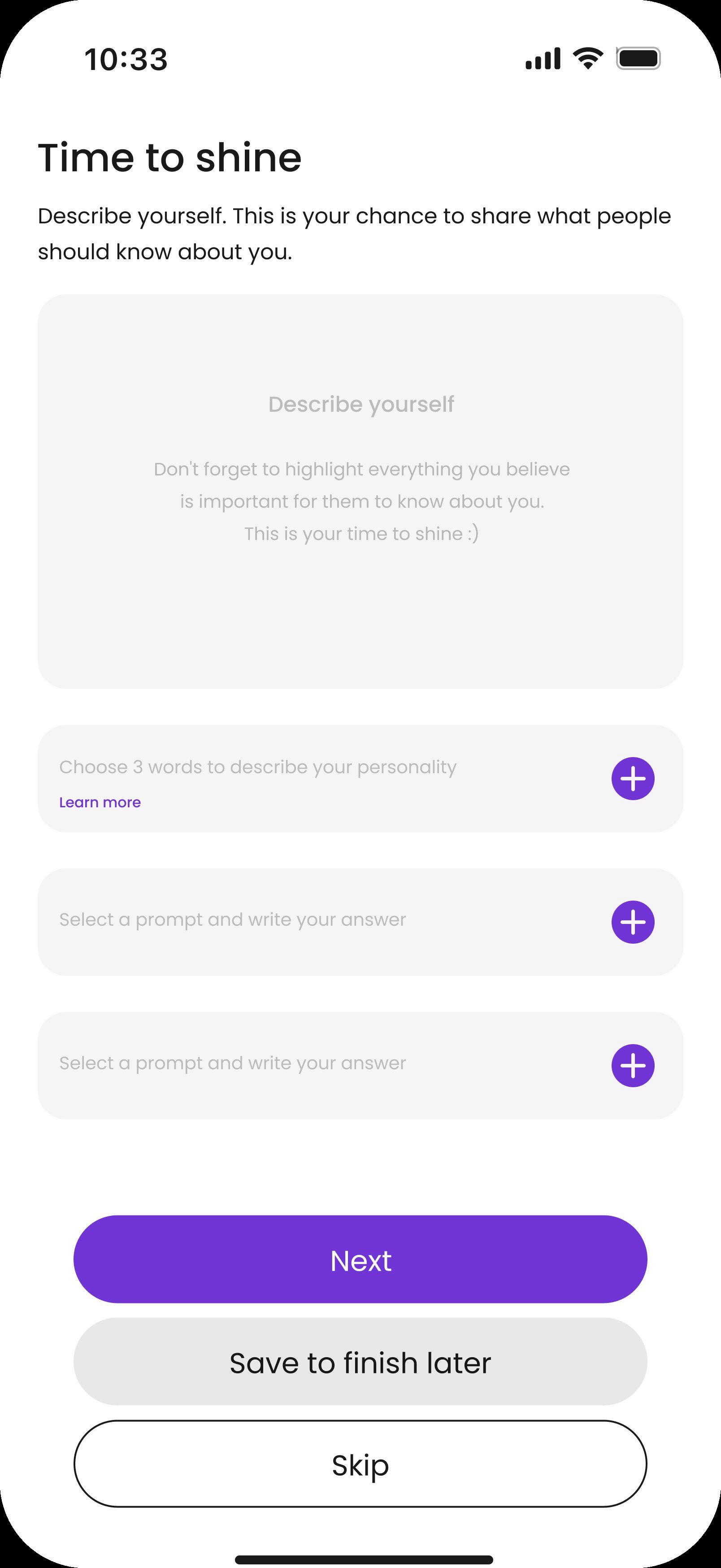 Hinge redesigned user profile with custom text and interests