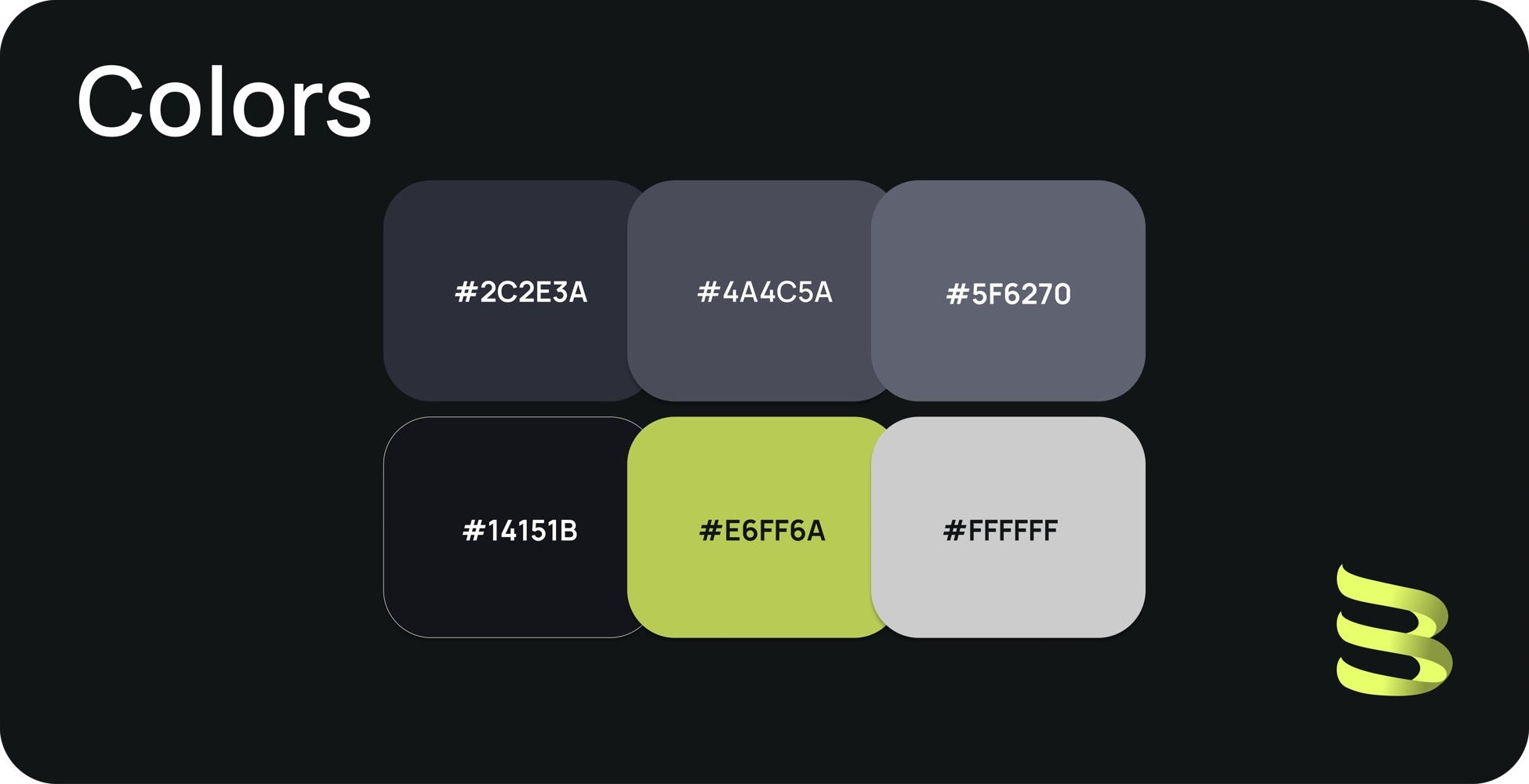 Fitness App color palette featuring dark greys and lime green accent
