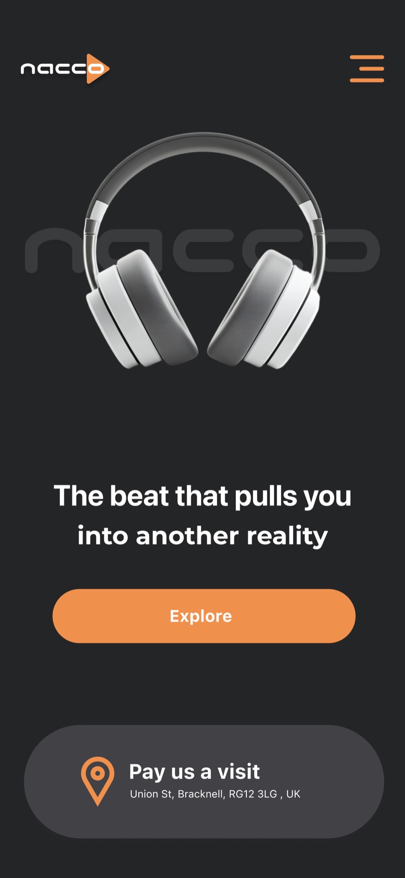 Nacco landing page responsive mobile version