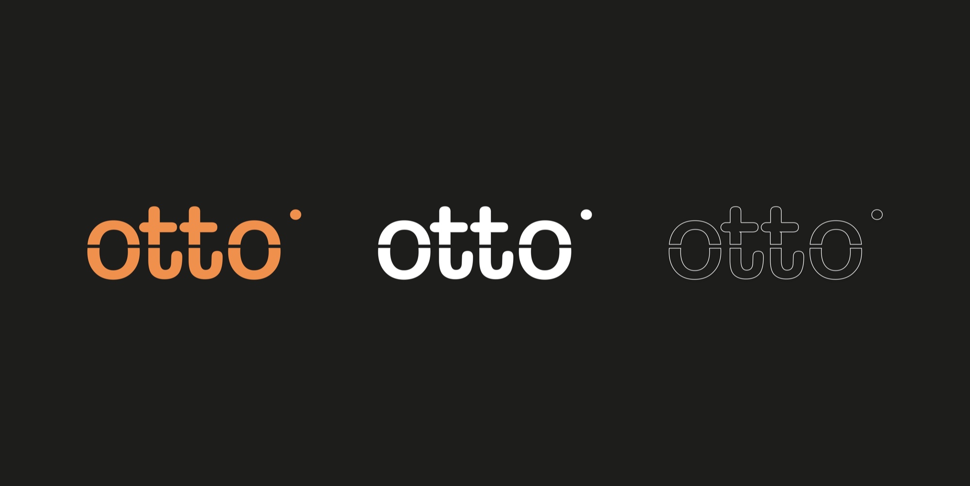 Otto Studio logo variations in orange, white, and outline